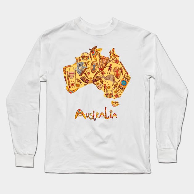 Aboriginal Map Australia Long Sleeve T-Shirt by CF.LAB.DESIGN